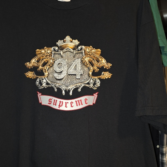 Xl Supreme Black Tee with Gold and Silver Crest